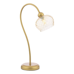Cognac Table Lamp Satin Gold and Champagne Ribbed Glass