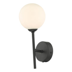 Cohen Wall Light Black With Opal Shade Dar Lighting