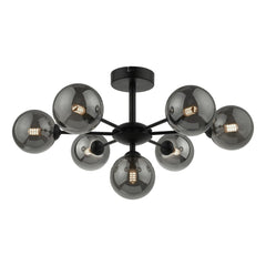 Cohen 7 Light Semi Flush Matt Black Dar Lighting COH3422-01