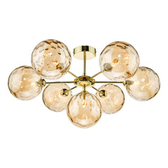 Cohen 7 Light Semi Flush Polished Gold Champagne Glass