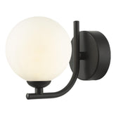 Cradle 1 Light Wall Light Matt Black With Opal Glass
