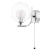 Cradle 1 Light Wall Light Polished Chrome With Clear/Opal Glass