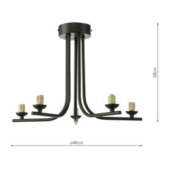 Cradle 5 Light Semi Flush Matt Black Frame Only