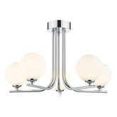 Cradle 5 Light Semi Flush Polished Chrome With Opal Glass
