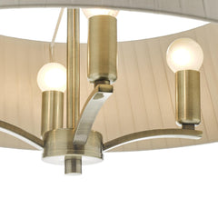 Cristin 4 Light Pendant Antique Brass With Taupe Shade