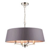 Cristin 4 Light Pendant Polished Nickel With Grey Ribbon Shade CRI0439