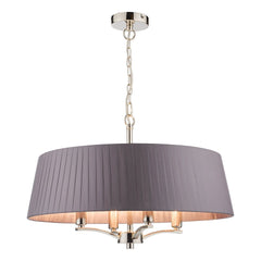 Cristin 4 Light Pendant Polished Nickel With Grey Ribbon Shade CRI0439