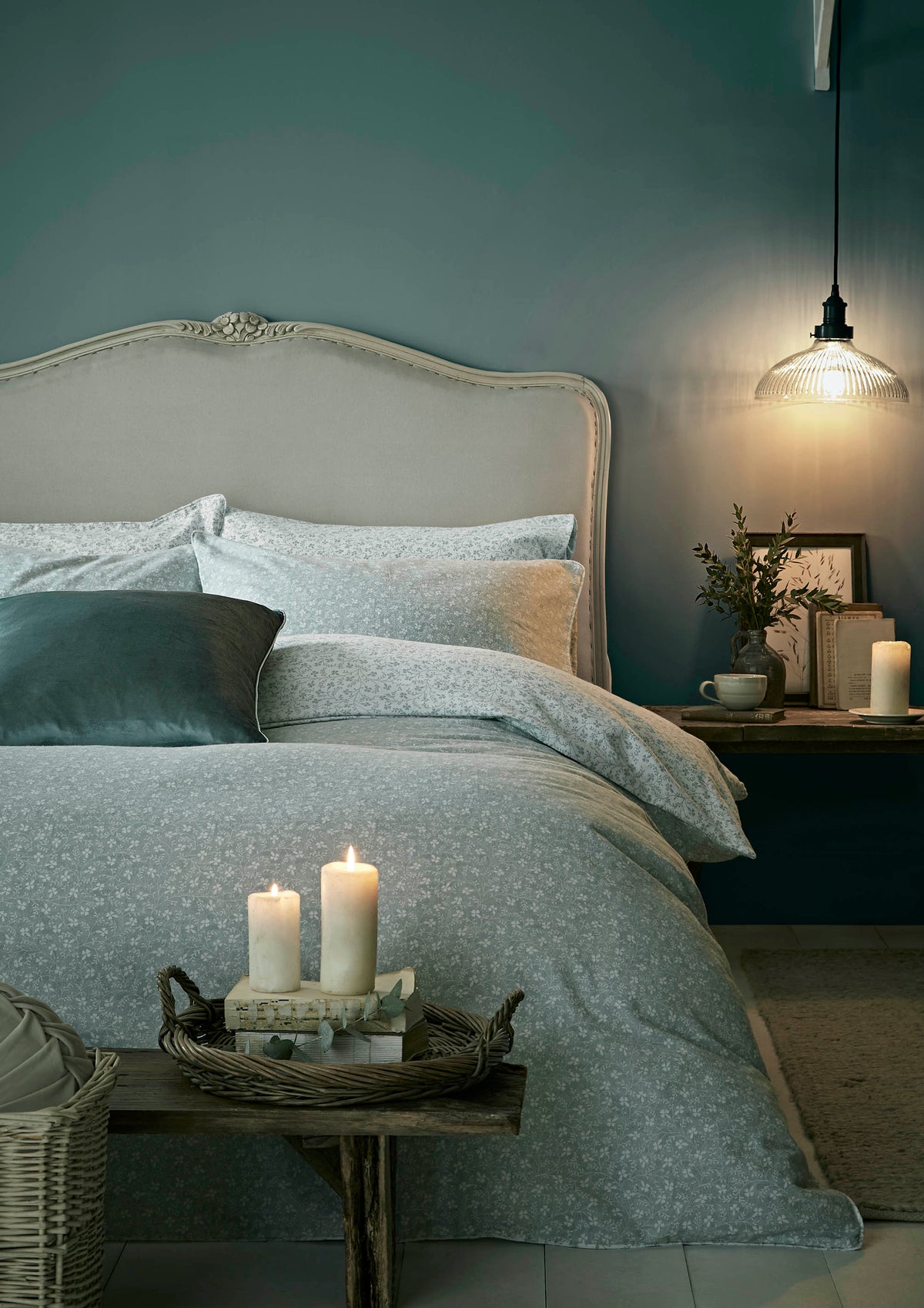The Laura Ashley Campion Blue duvet set in brushed cotton really soft and warm all year round