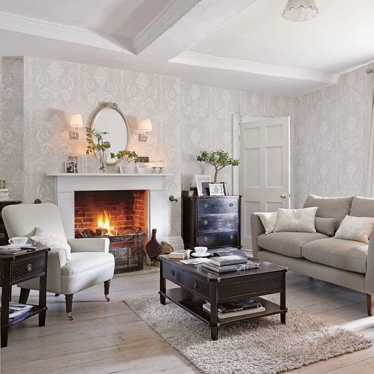Classic Laura Ashley wallpaper enhancing a traditional home interior