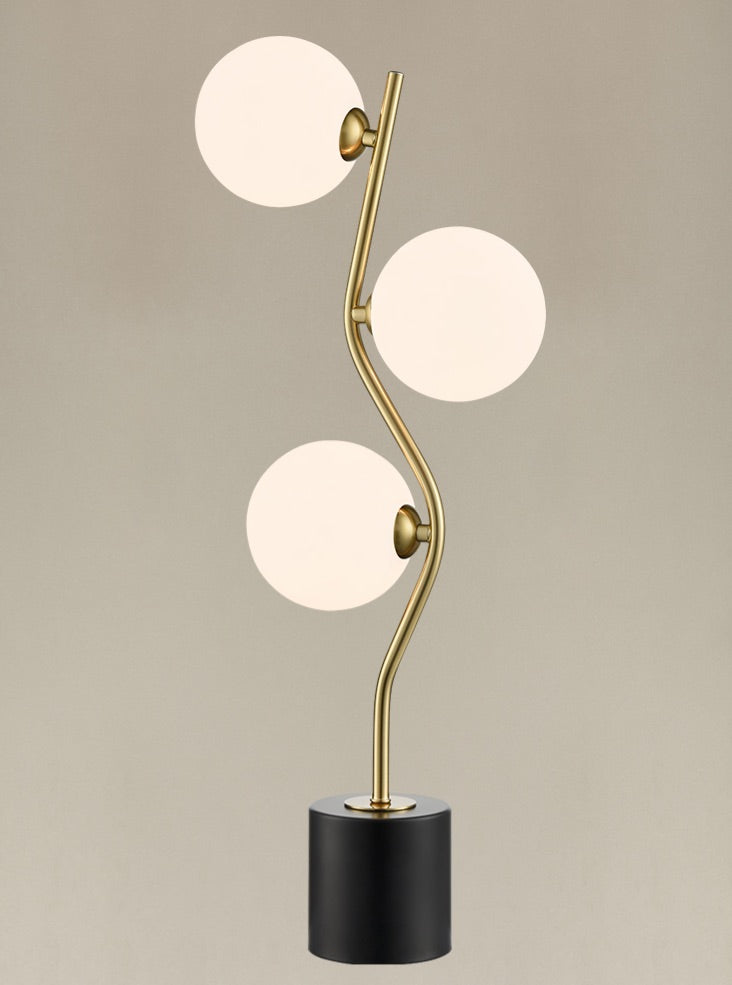 Cosmic Table lamp antique gold with opal glass