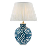 Dakari Table Lamp Blue Ceramic and Antique Brass With Shade