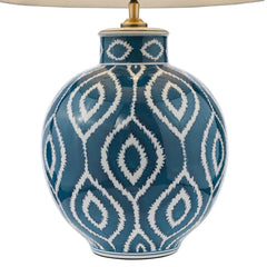 Dakari Table Lamp Blue Ceramic and Antique Brass With Shade
