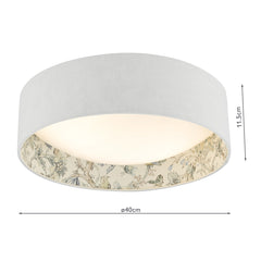 English Heritage Delft 2 Light Flush Ivory and Multi Coloured