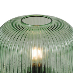Demarius Table Lamp Green Ribbed Glass