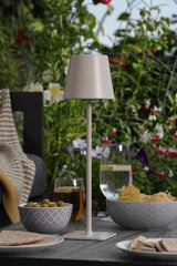 Derrick Rechargeable Outdoor Table Lamp Satin Taupe LED IP54