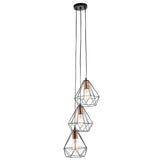 Deyon 3 Light Cluster Pendant Black & Copper