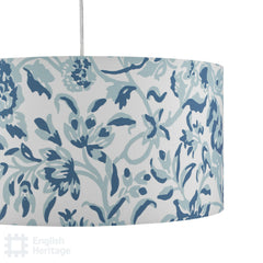 English Heritage Down House Blue Cotton Drum Shade 40cm