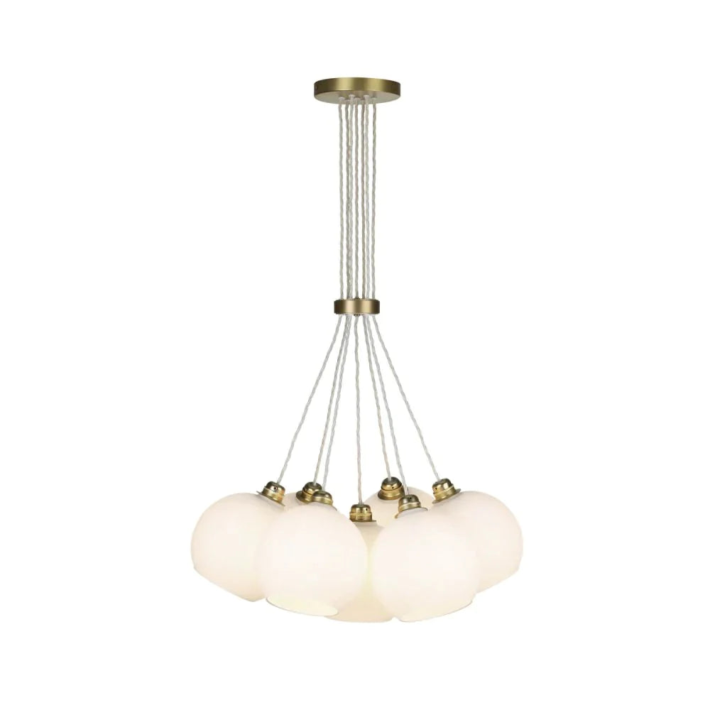 David Hunt Lighting Apollo 7 Light Pendant Butter Brass Opal Glass APO3440O