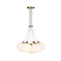 David Hunt Lighting Apollo 7 Light Pendant Butter Brass Opal Glass APO3440O