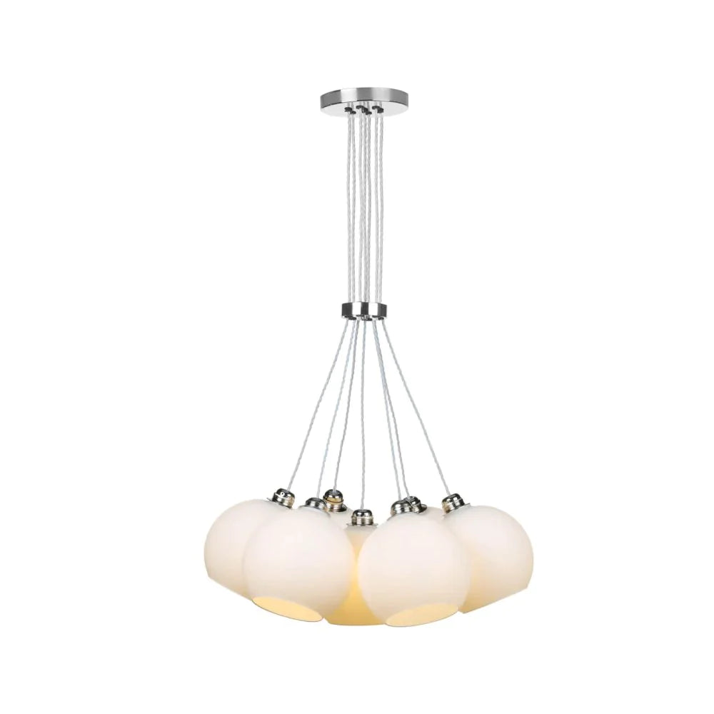 David Hunt Lighting Apollo 7 Light Pendant Polished Chrome Opal Glass APO3450O