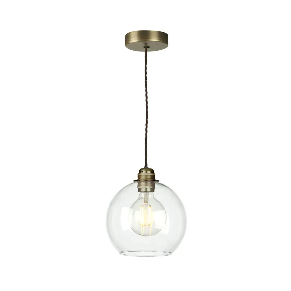 David Hunt Lighting Apollo Single Pendant Antique Brass Clear Glass