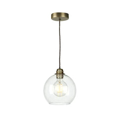 David Hunt Lighting Apollo Single Pendant Antique Brass Clear Glass