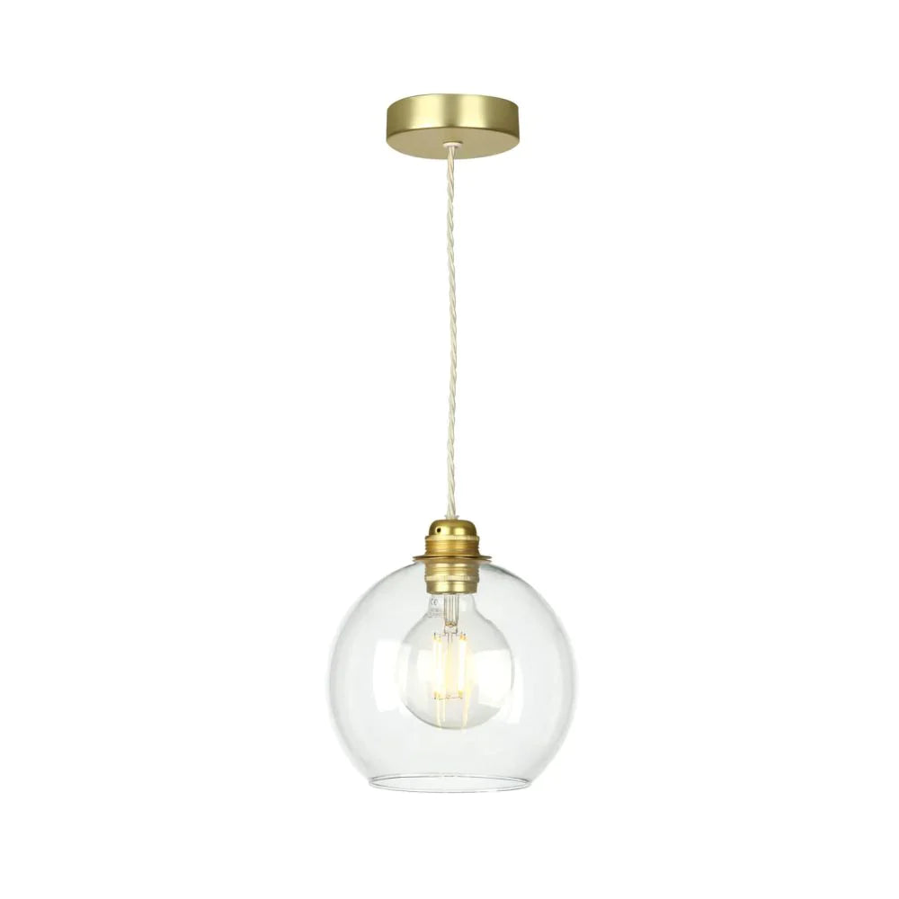 David Hunt Lighting Apollo Single Pendant In Butter Brass Clear Glass