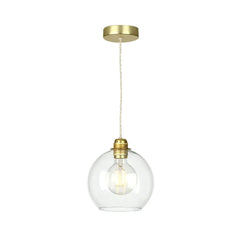 David Hunt Lighting Apollo Single Pendant In Butter Brass Clear Glass