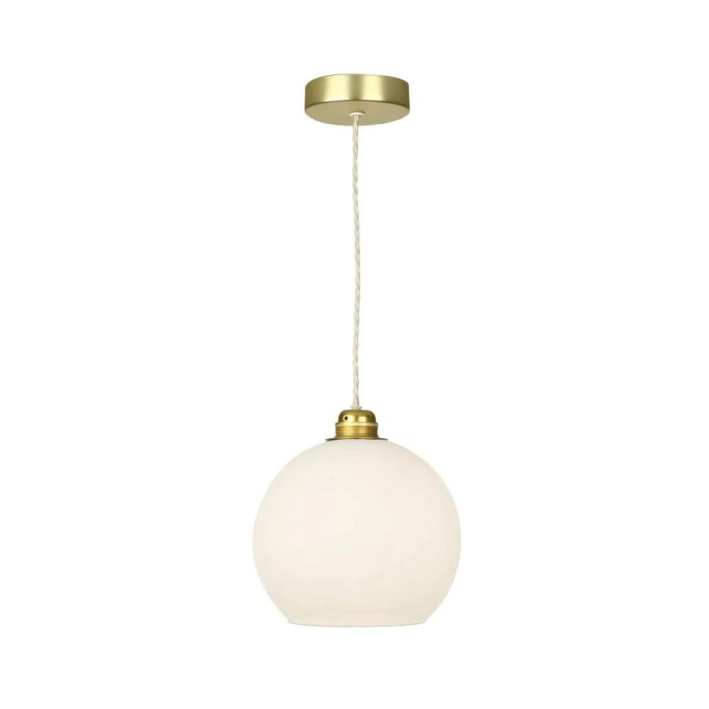 David Hunt Lighting Apollo Single Pendant In Butter Brass Opal Glass