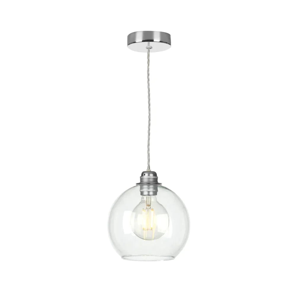 David Hunt Lighting Apollo Single Pendant Polished Chrome Clear Glass