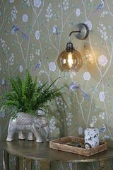 David Hunt Lighting Apollo Wall Light Antique Brass Amber Glass