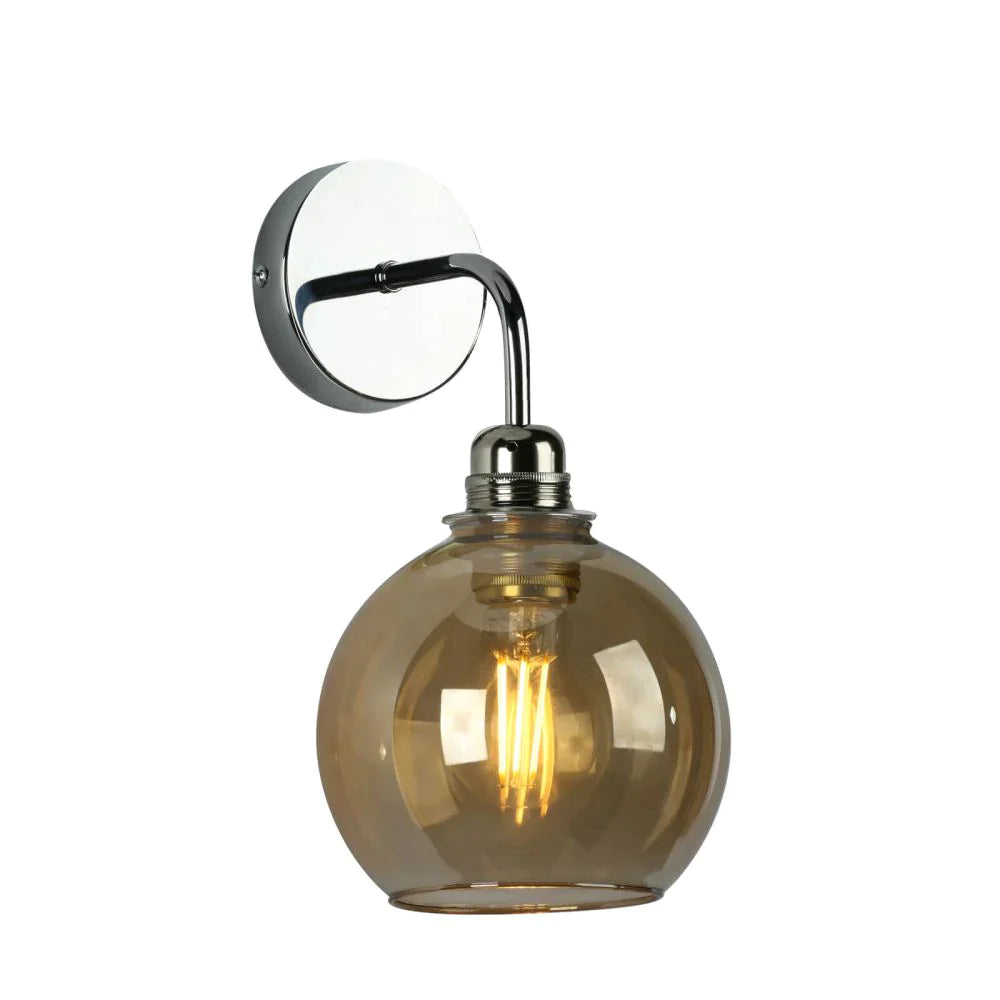 David Hunt Lighting Apollo Wall Light Chrome Amber Glass