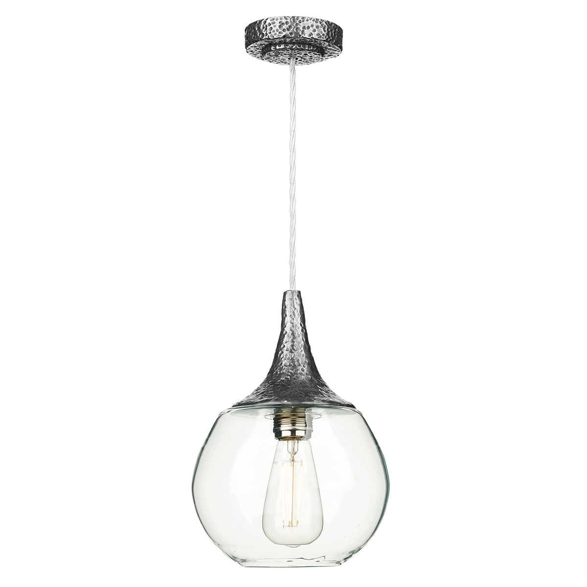 David Hunt Lighting Teardrop Glass Pendant Pewter TEA0167
