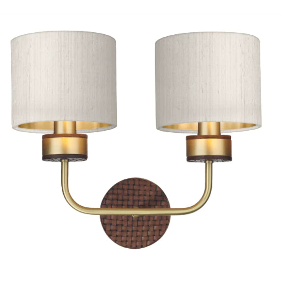 David Hunt Lighting Hunter Double Wall Light Brass With Bespoke Shade 