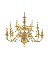 Franklite, Delft 18lt Fitting. Polished Brass Tiered Chandelier