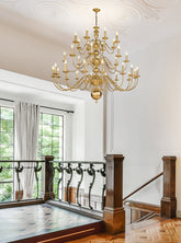 Franklite, Delft 32Lt Chandelier. Polished Brass