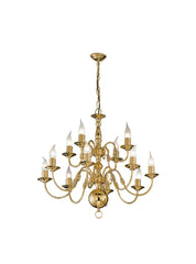 Franklite, Delft 21Lt Chandelier. Polished Brass
