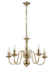 Franklite, Delft 5lt Fitting. Polished Brass with or without Shades