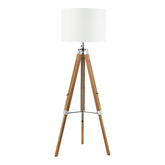 Easel Floor Lamp Light Wood and Polished Chrome Base Only