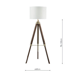 Easel Floor Lamp Dark Wood and Antique Brass Base Only