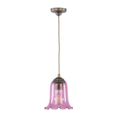 Ebba Pendant Antique Brass and Azalea Glass