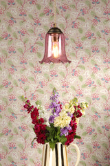 Ebba Pendant Antique Brass and Azalea Glass