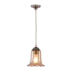 Ebba Pendant Antique Brass and Tobacco Glass