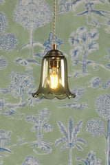 Ebba Pendant Antique Brass and Moss Glass