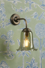 Ebba Wall Light Antique Brass and Moss Glass