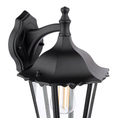 Eddard Outdoor Wall Light Matt Black and Glass IP44