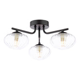 Ede 3 Light Semi-Flush Matt Black and Glass