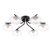 Ede 6 Light Semi-Flush Matt Black and Glass
