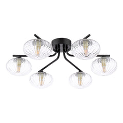 Ede 6 Light Semi-Flush Matt Black and Glass