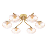 Ede 6 Light Semi-Flush Satin Gold and Amber Glass